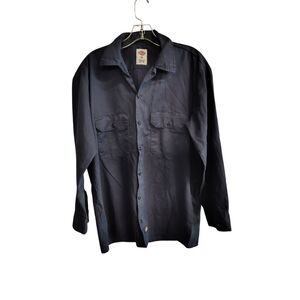 Dickies Men's Medium Dark Blue Button Up Long Sleeve Work Shirt